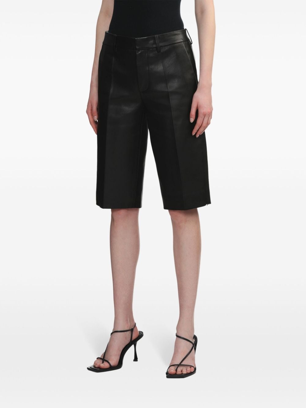 leather knee-length shorts - 3
