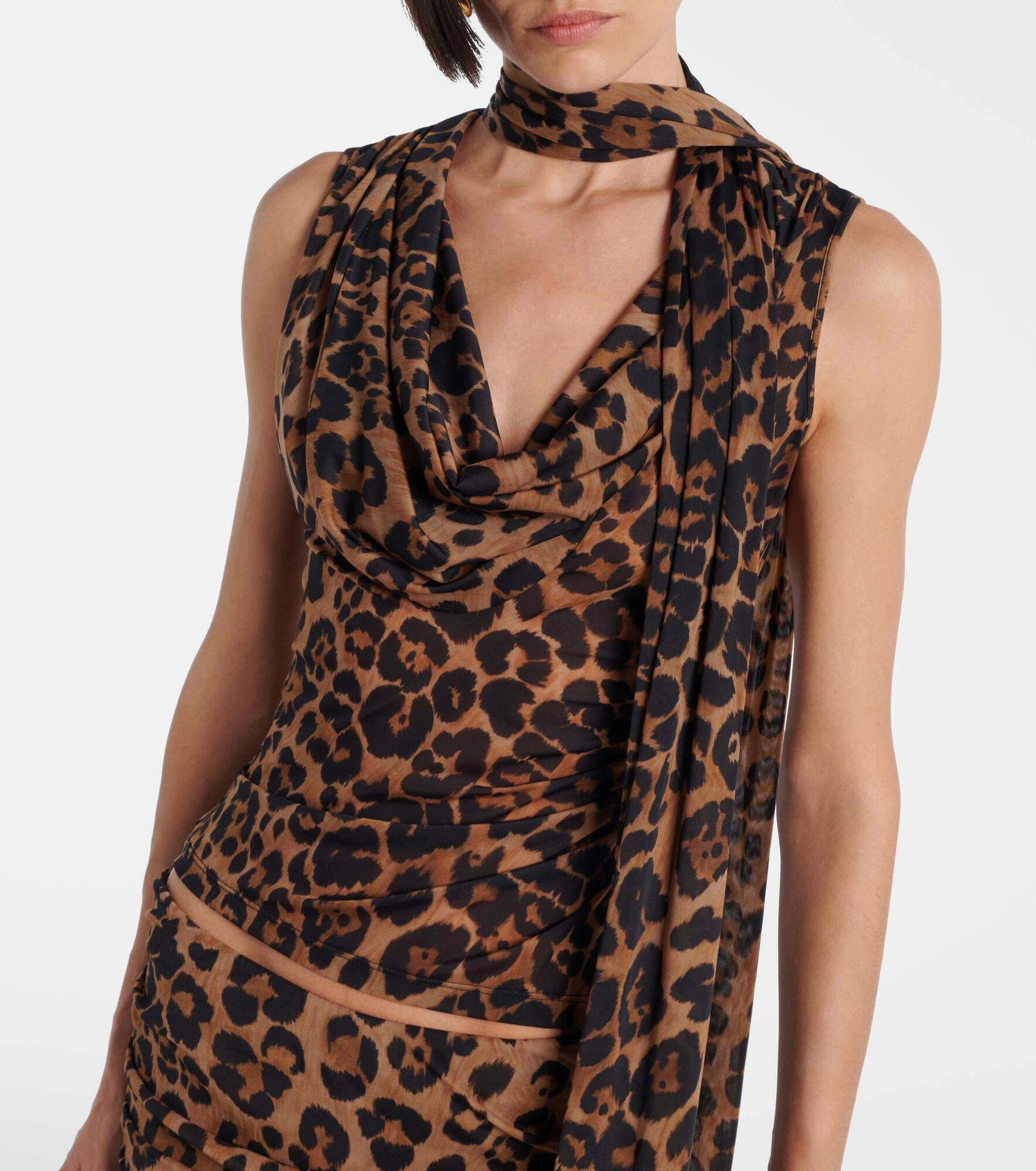 Leopard-printed jersey top - 5