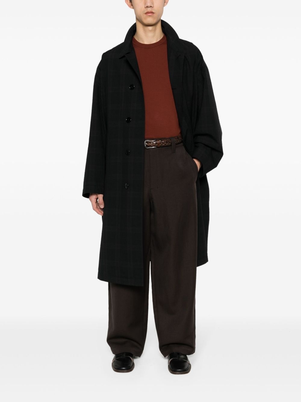 checked wool coat - 2