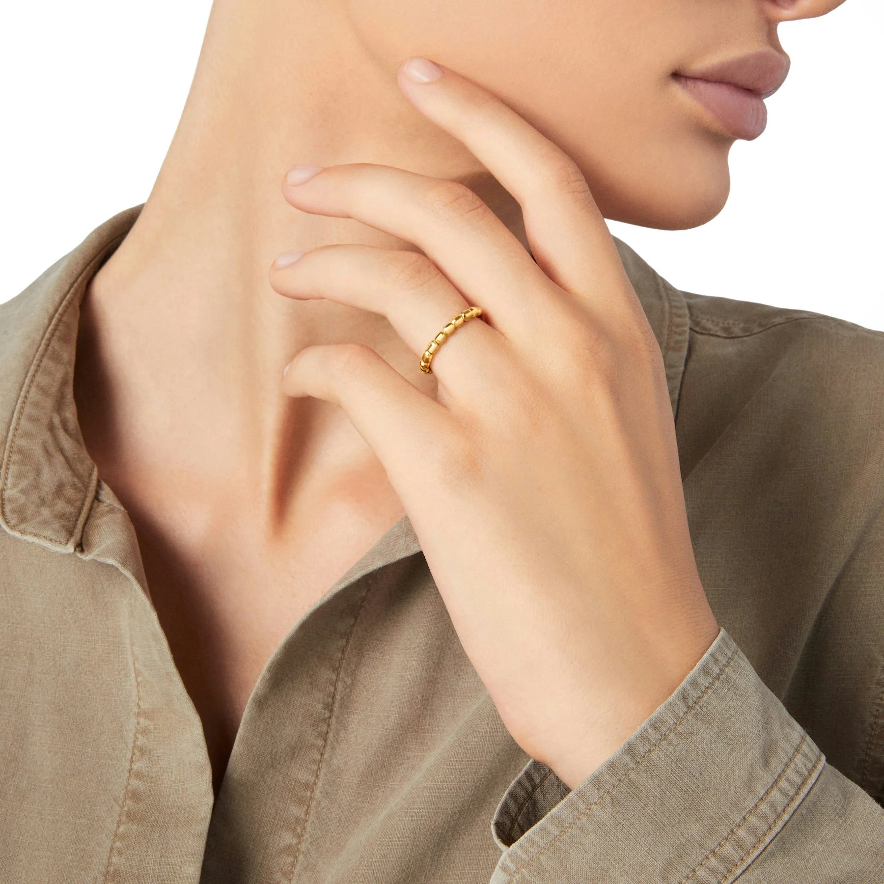 YELLOW GOLD GRANELLI RING - 1