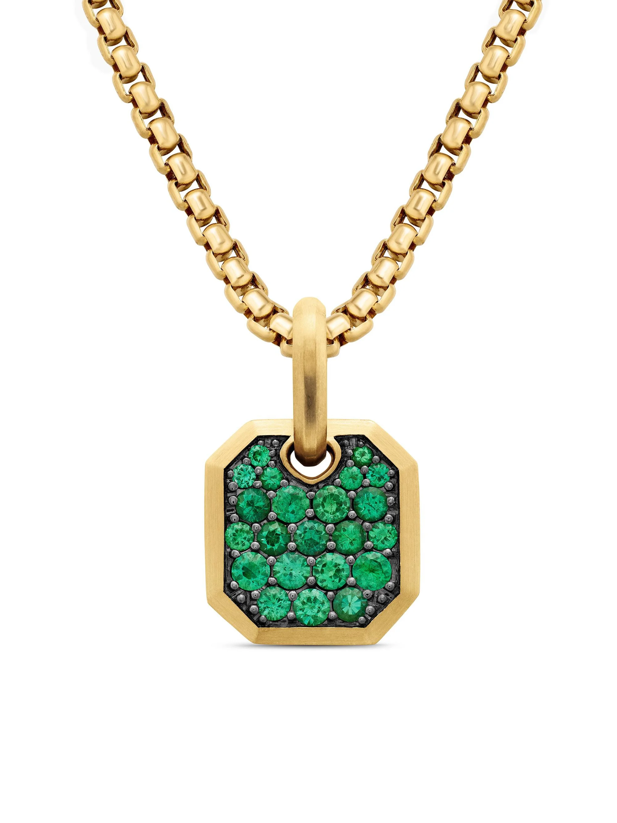 Men's Roman Amulet in 18K Yellow Gold - Emerald - 1