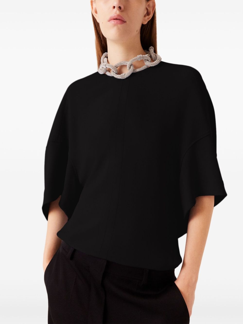chain-embellished blouse - 3