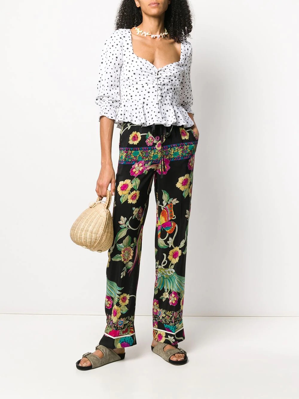 floral straight-leg trousers - 2