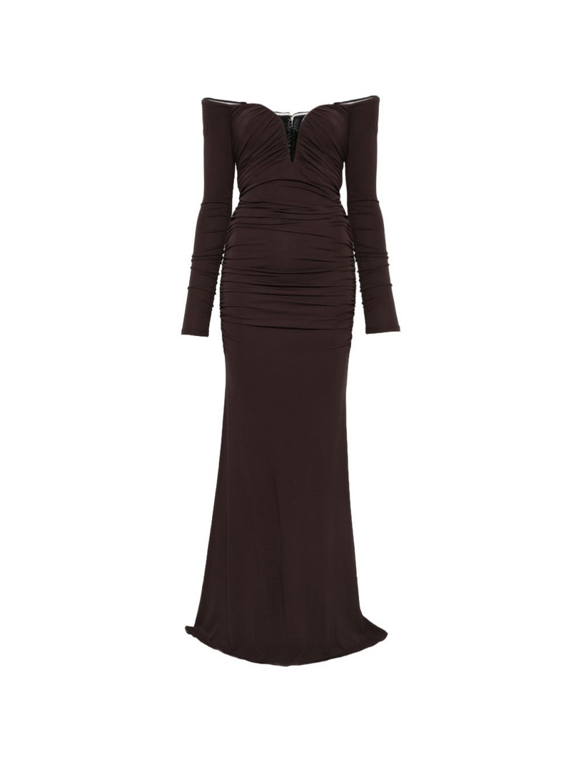 off-the-shoulder gathered maxi dress 1