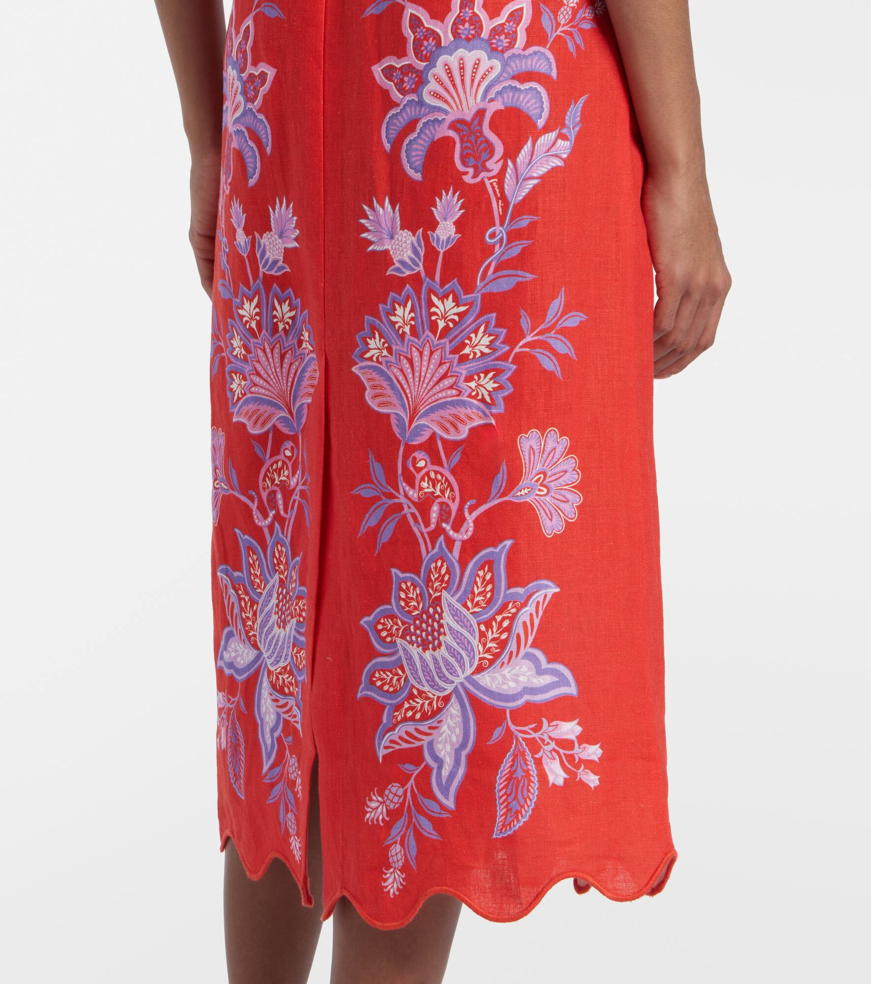 Porcelain Garden printed linen maxi skirt - 5