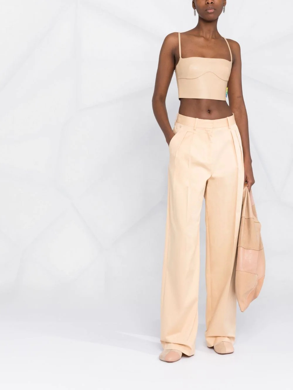 cropped leather bustier top - 2