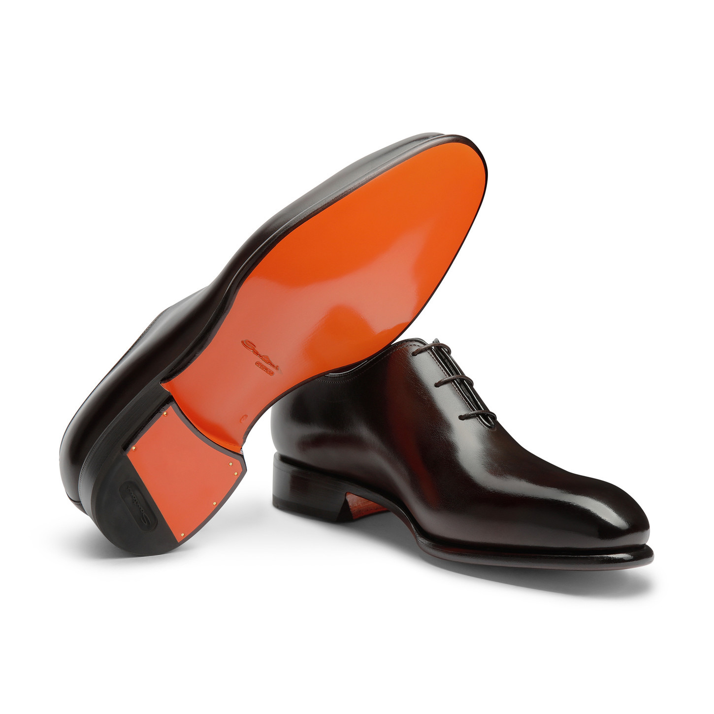 Men's polished brown leather Oxford shoe - 4