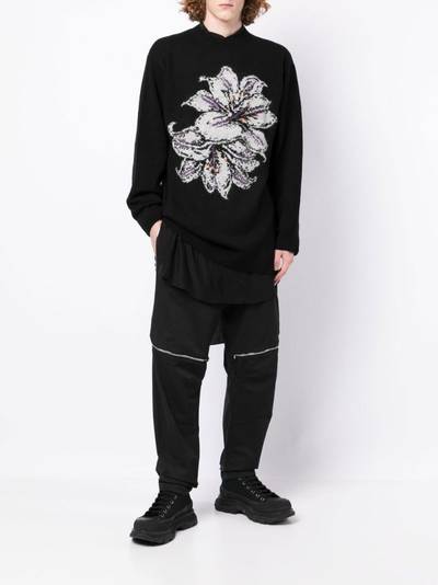 Yohji Yamamoto floral-print wool jumper outlook