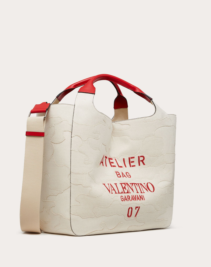Valentino Valentino Garavani 07 Camouflage Edition Atelier Tote Bag in Canvas outlook