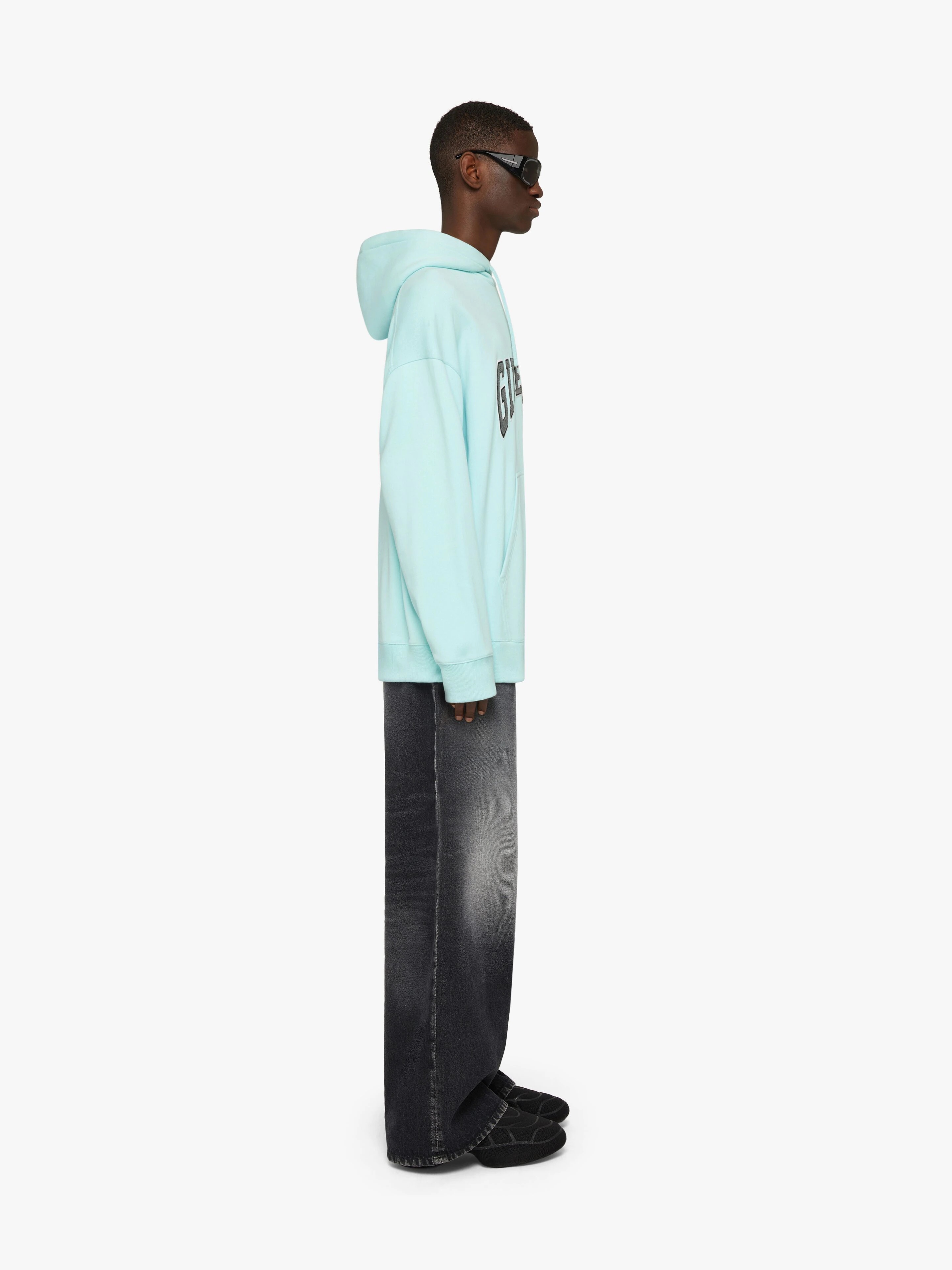 SLIM FIT HOODIE IN FELPA WITH PATCH - 3