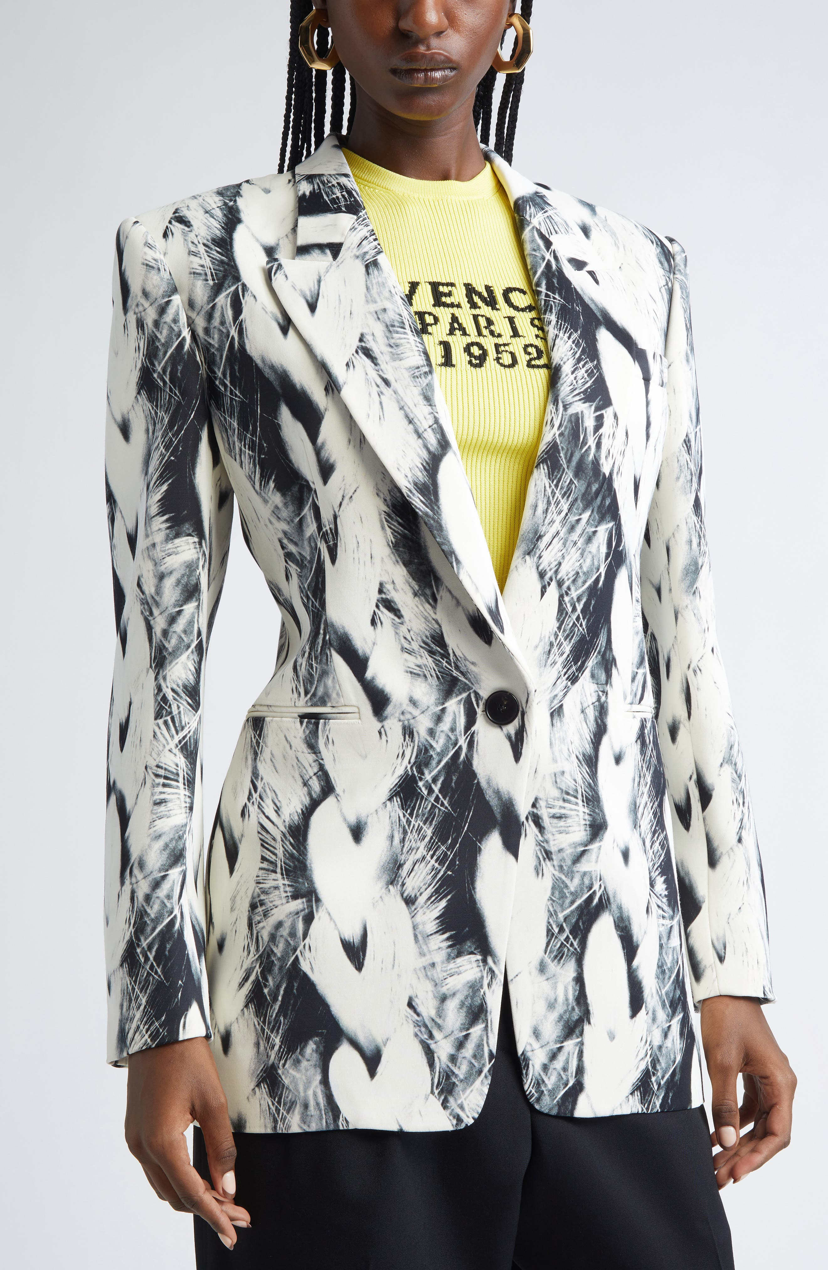 Givenchy Hair Print Wool Blend Blazer in Black/White at Nordstrom - 2