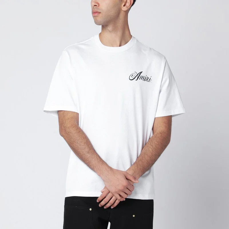 Amiri White Cotton T-Shirt With Logo Print Men - 1