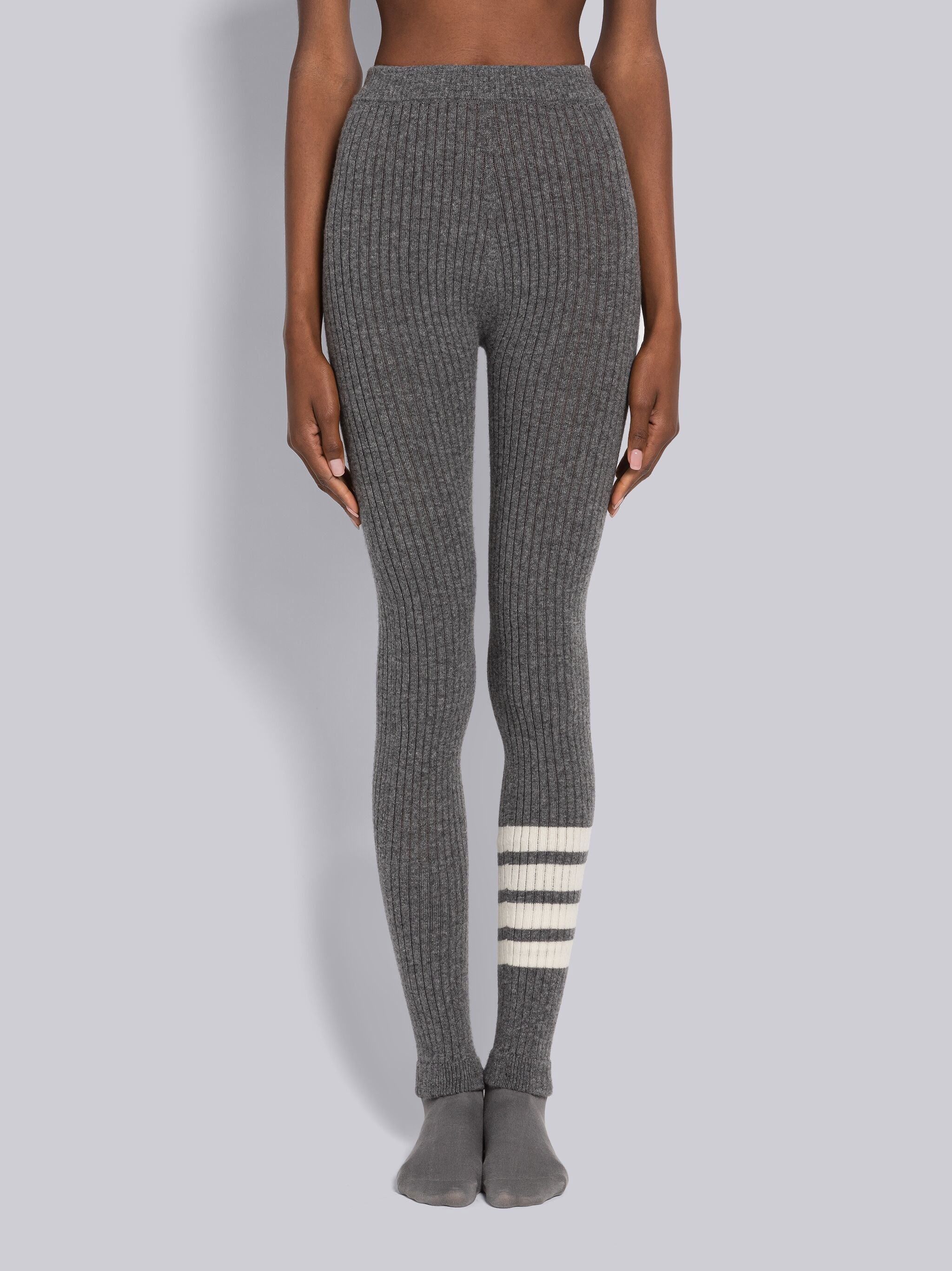 Wool Cashmere Rib 4-Bar Seamless Leggings - 1