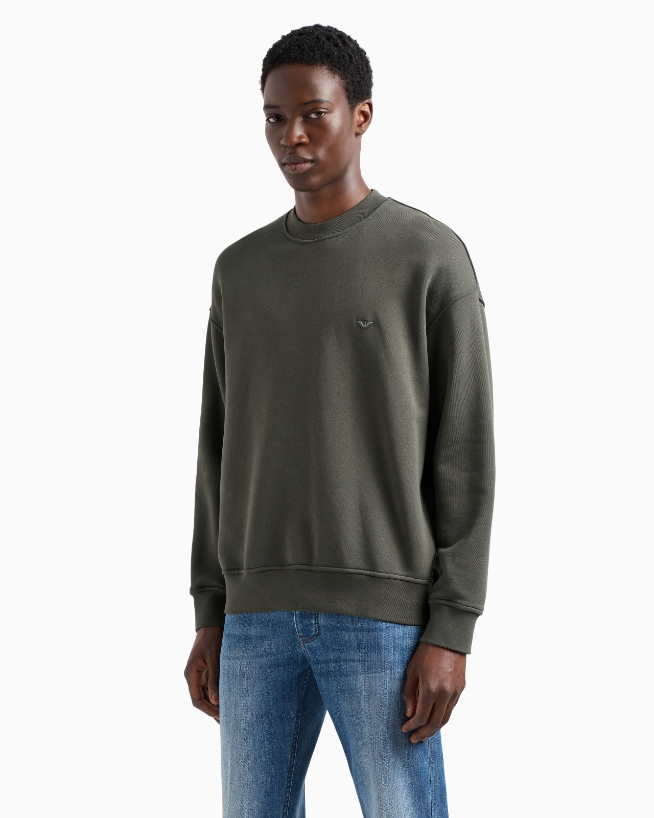 Loose-fit jersey sweatshirt with super-embossed logo embroidery - 2
