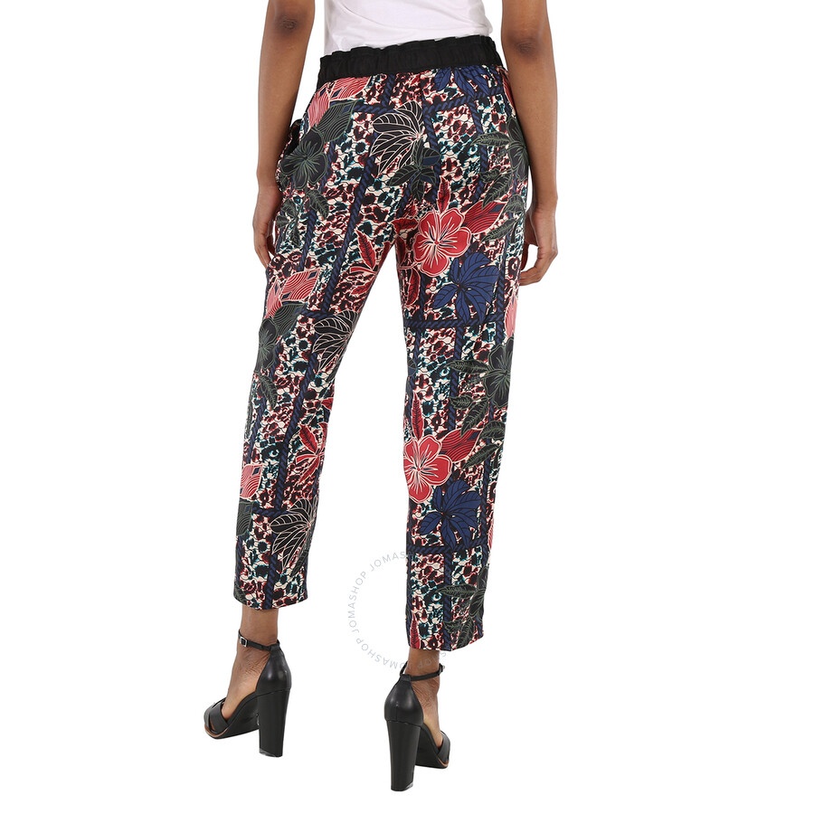 Moncler Ladies Floral Print Cropped Silk Trousers - 11