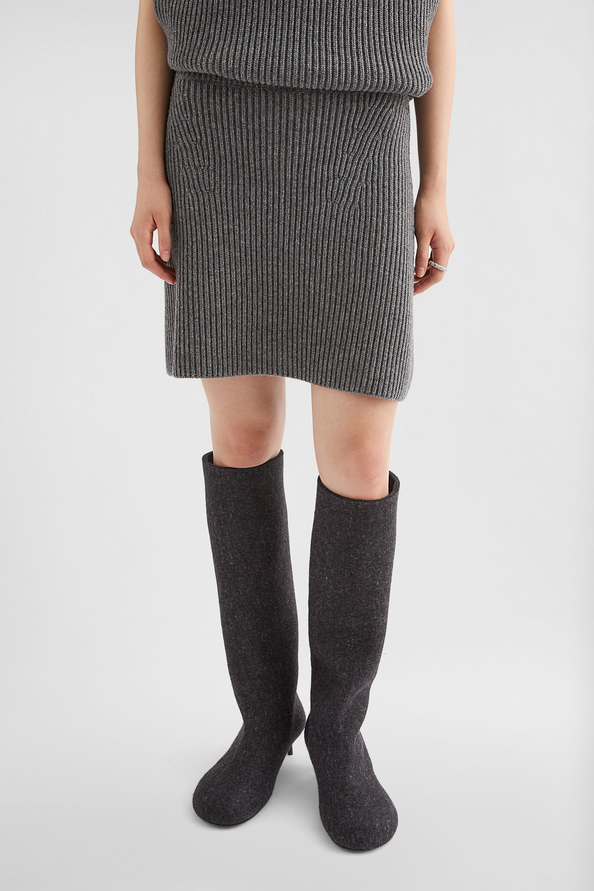 Wool Knit Mini Skirt - 2