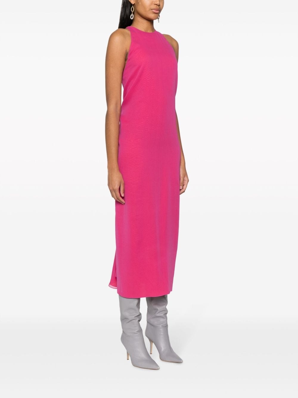 drape-detailing silk midi dress - 4