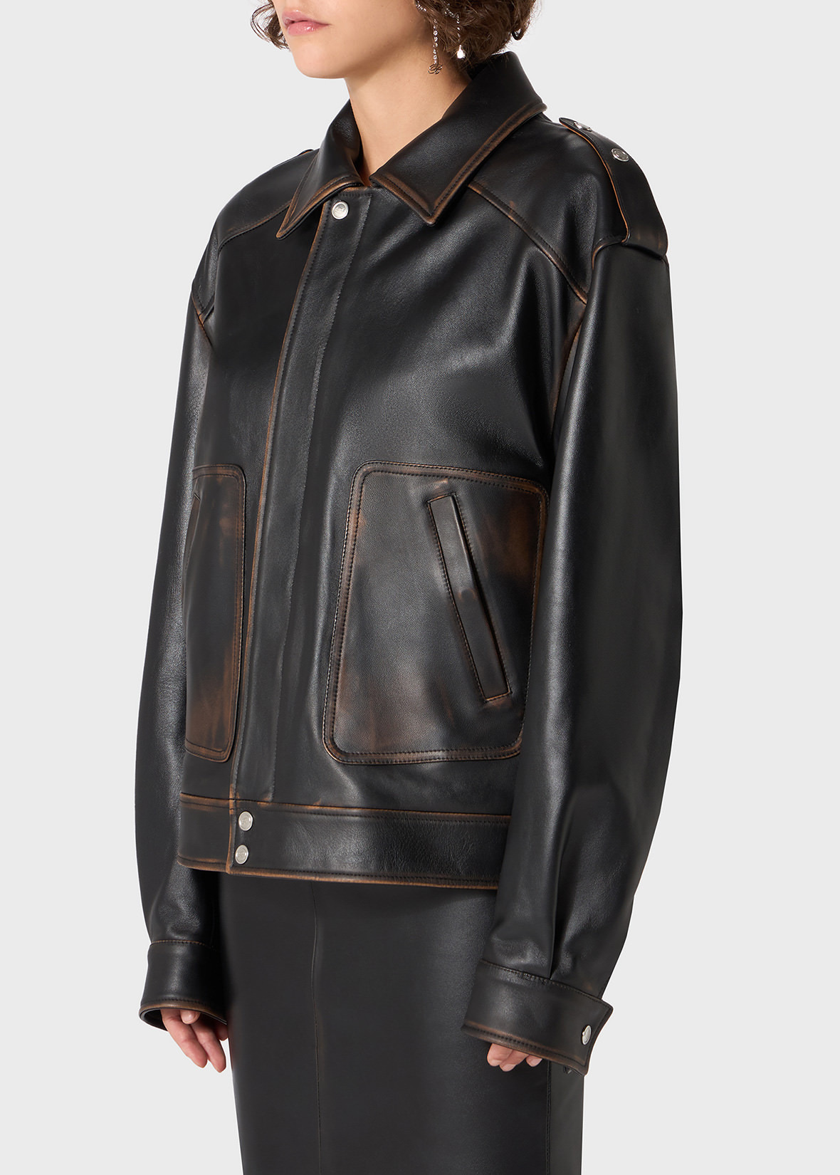 LEATHER BIKER JACKET - 5