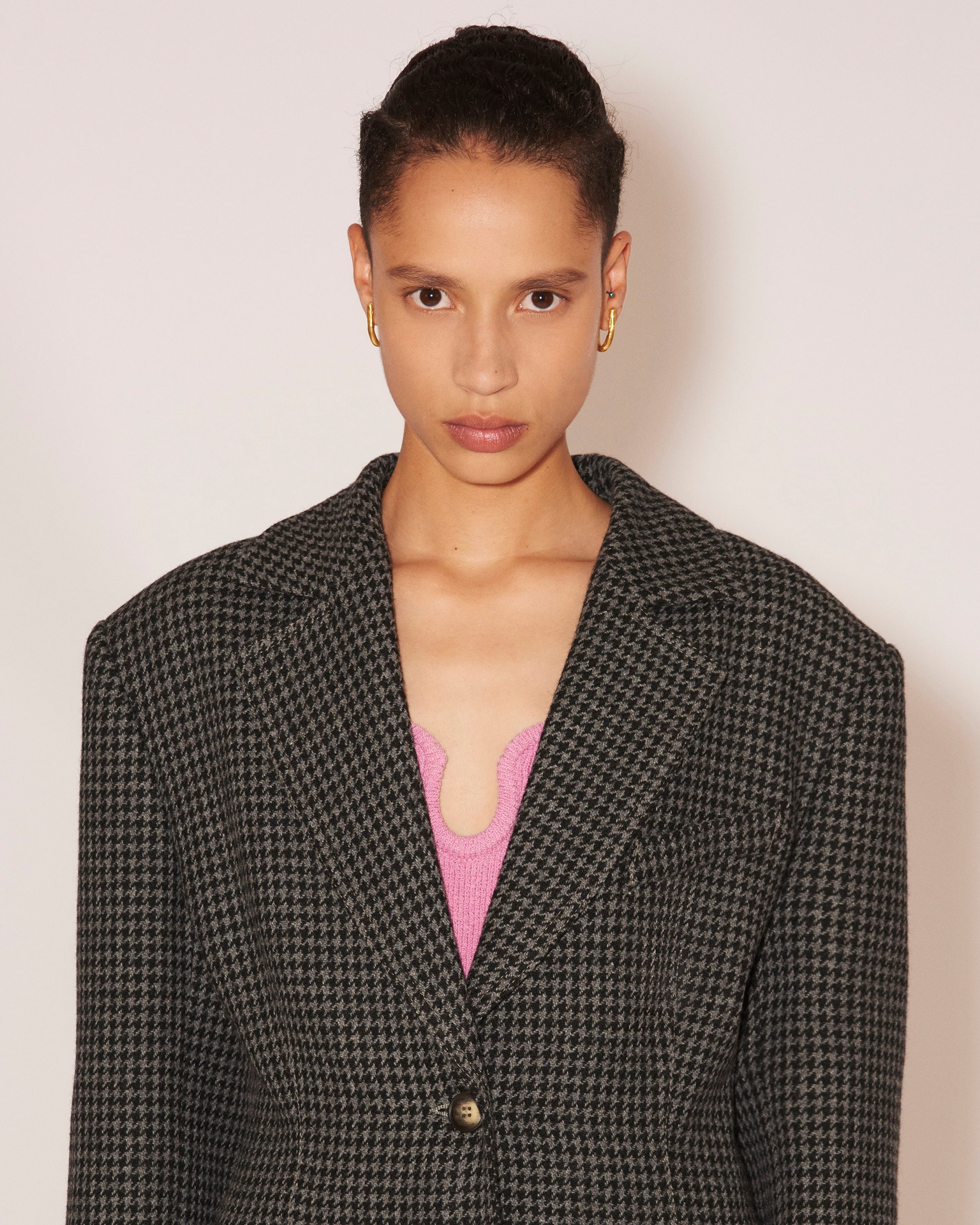 MANOUK - Wool houndstooth relaxed fit jacket - Grey&Black - 5