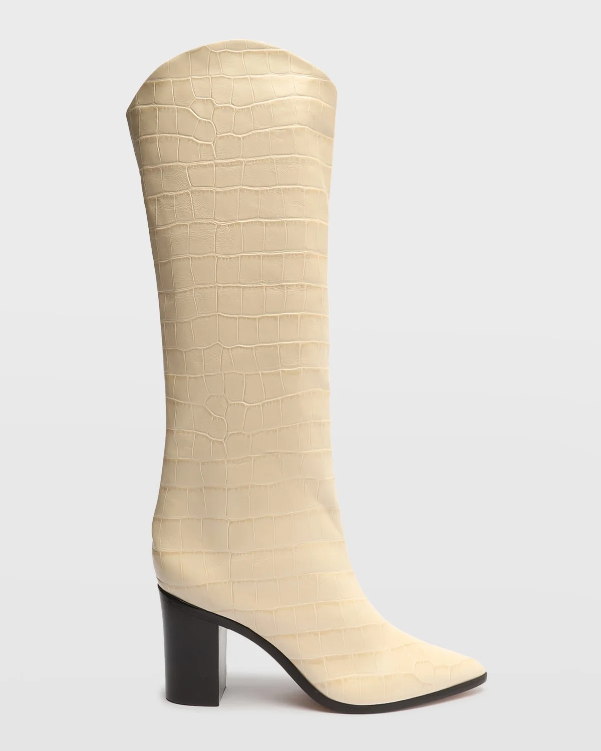 Analeah Croc-Embossed Knee-High Boots - 1