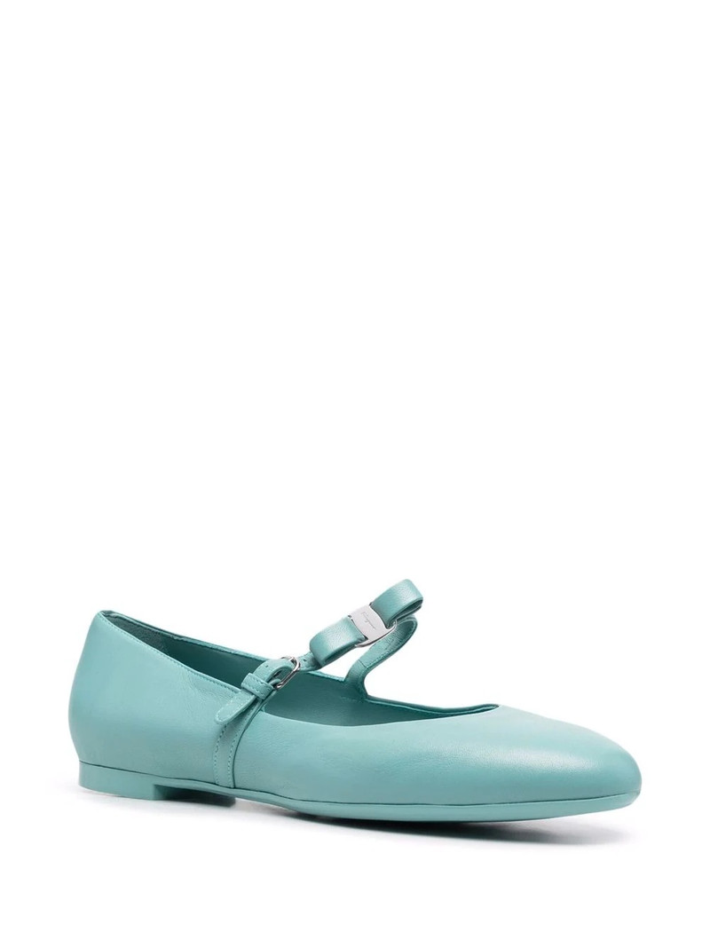 FERRAGAMO bow-detail leather ballerina shoes outlook