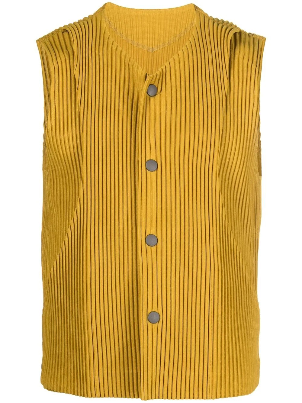 pleated button-down vest - 1