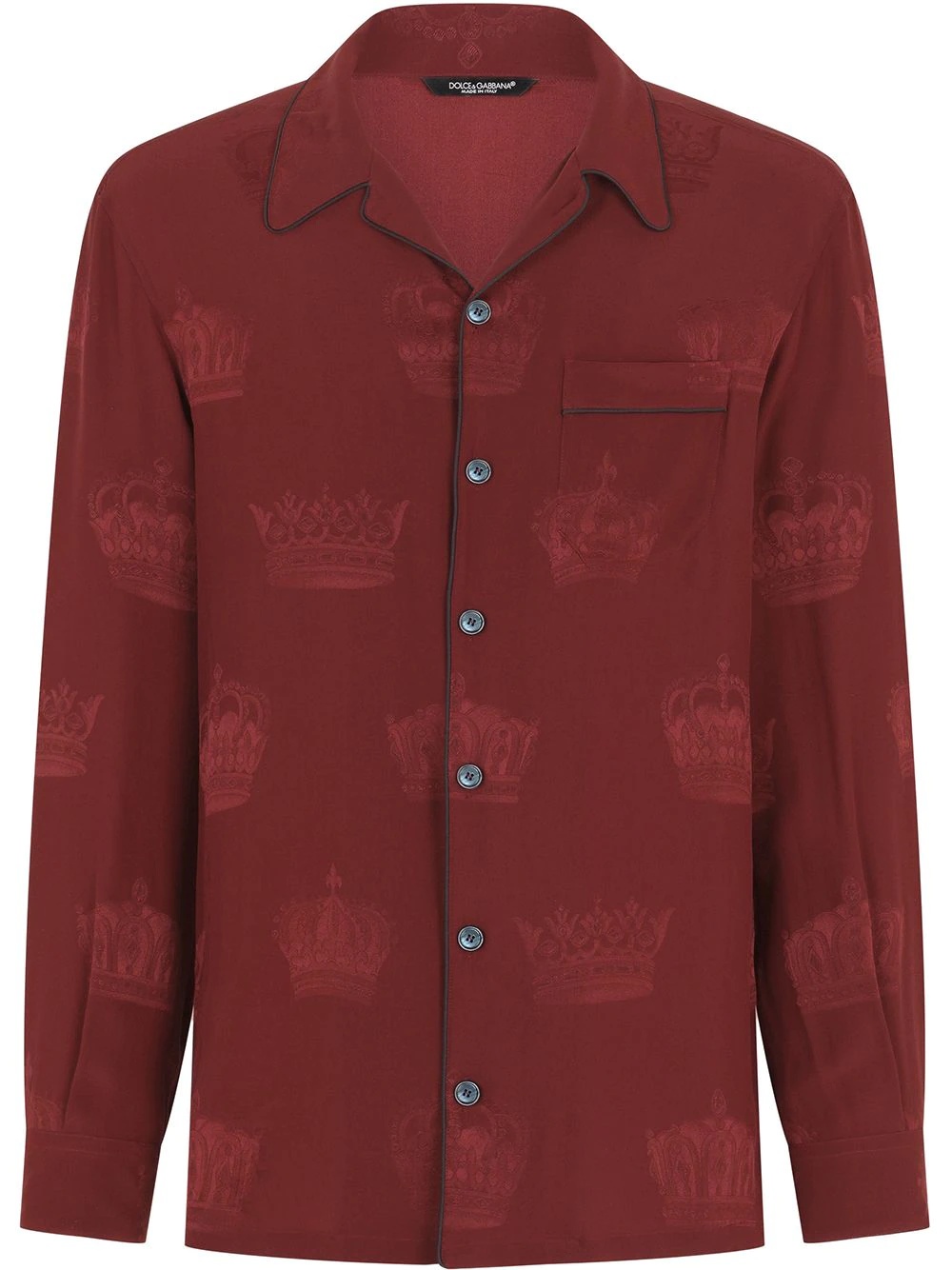 crown-print silk-jacquard shirt - 1