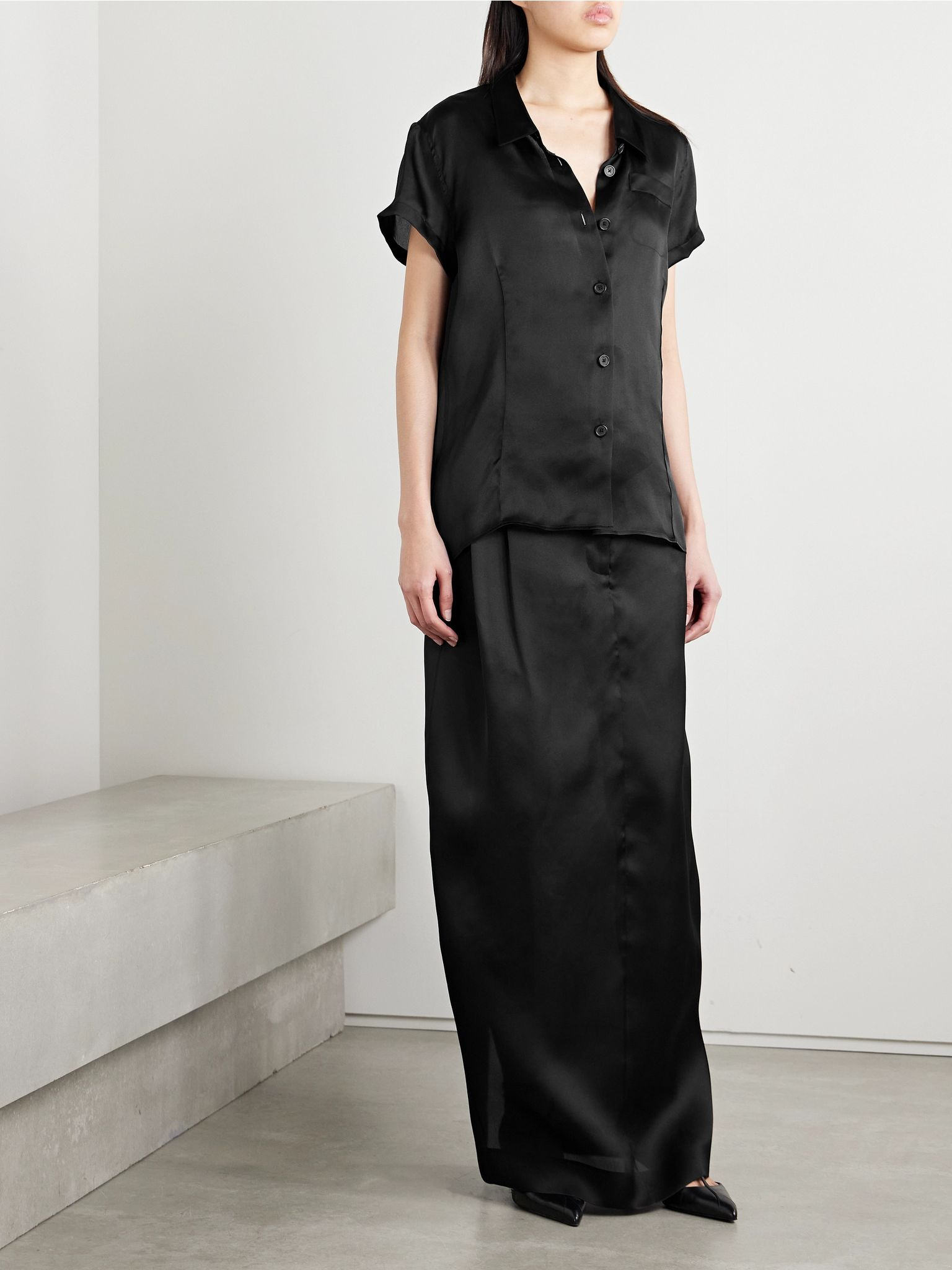 Lucian pleated silk-organza maxi skirt Black - 2