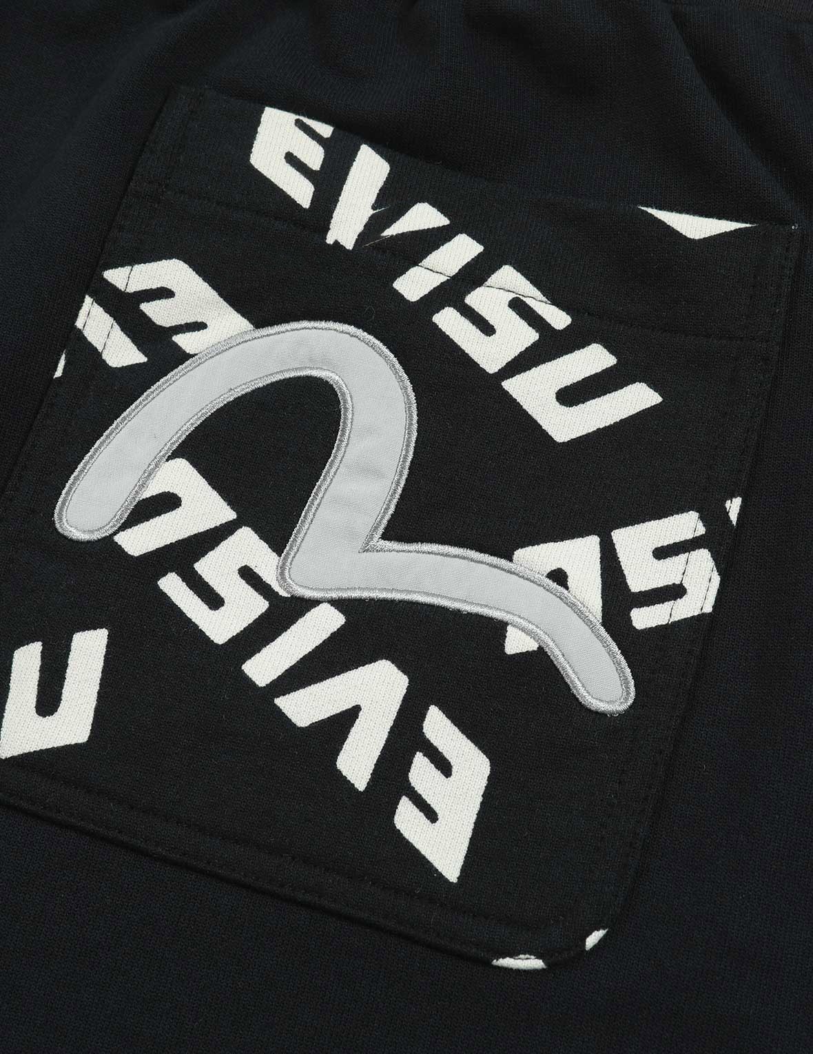 LOGO PRINT AND SEAGULL EMBROIDERY PATCHWORK SWEAT SHORTS - 11