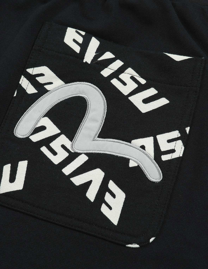 LOGO PRINT AND SEAGULL EMBROIDERY PATCHWORK SWEAT SHORTS 11