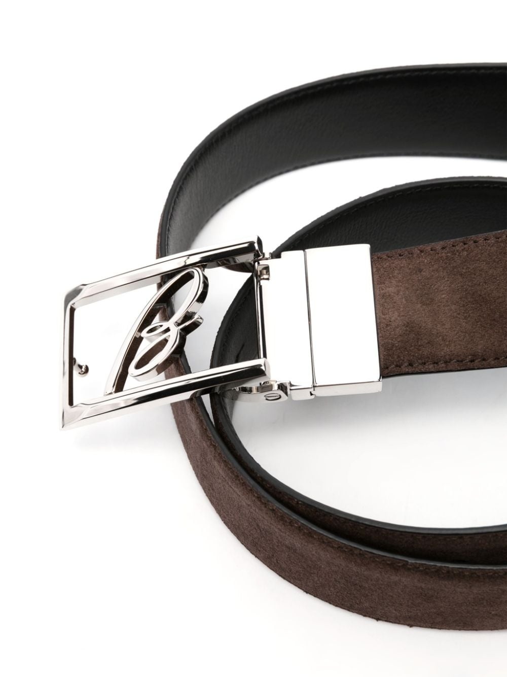 logo-buckle suede belt - 4