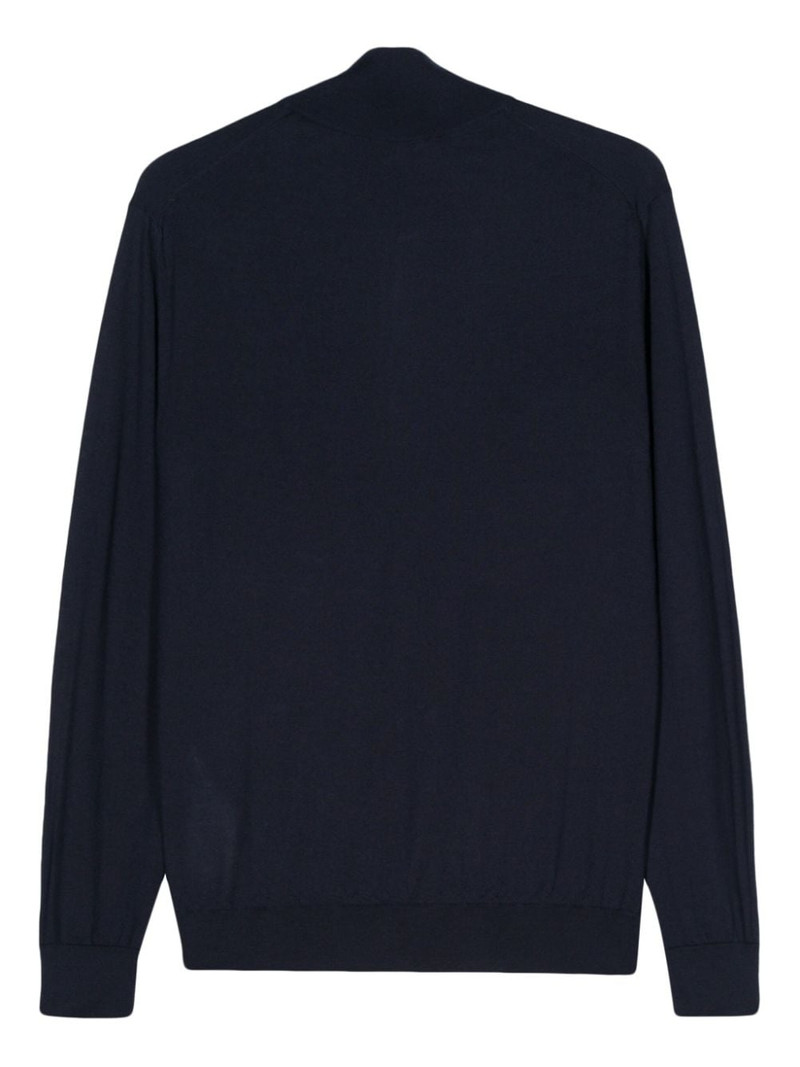 Brioni logo-plaque zipped jumper outlook