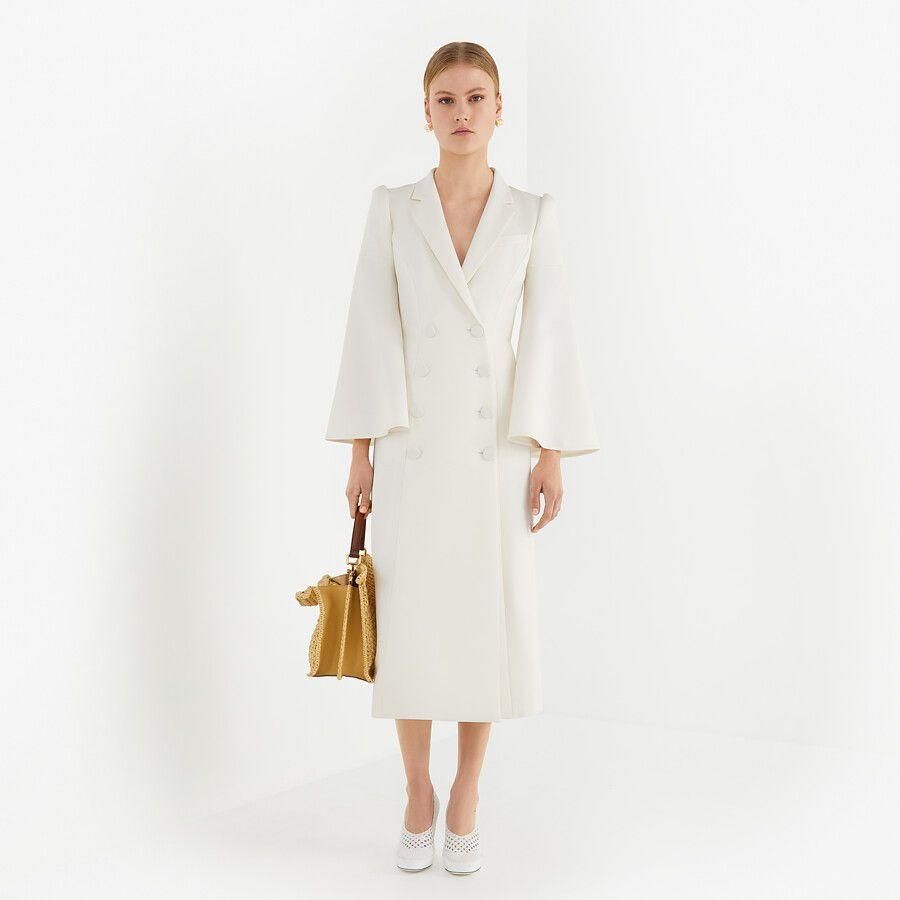 White silk and wool coat - 4