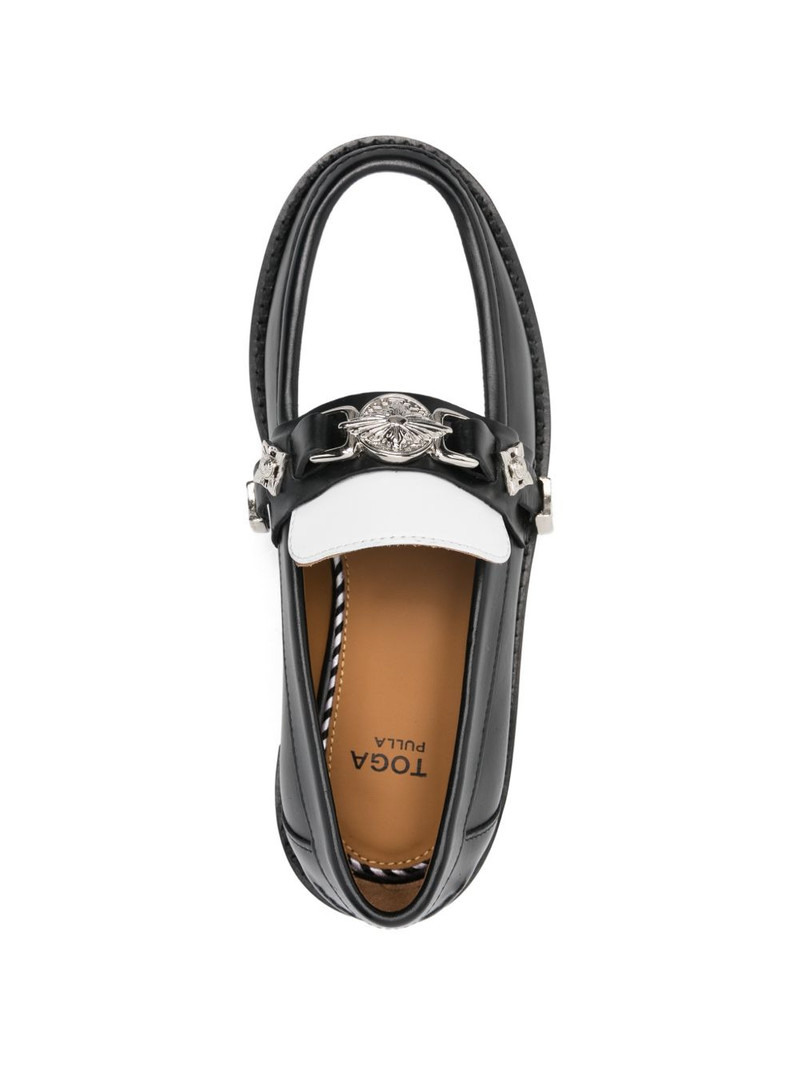 hardware-embellished colour-block loafers 4
