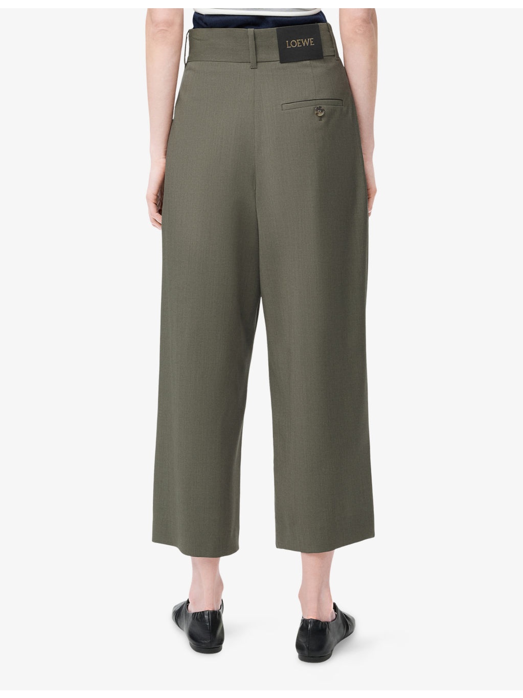 Wrap-Front Wide-Leg Cropped Wool Trousers - 4