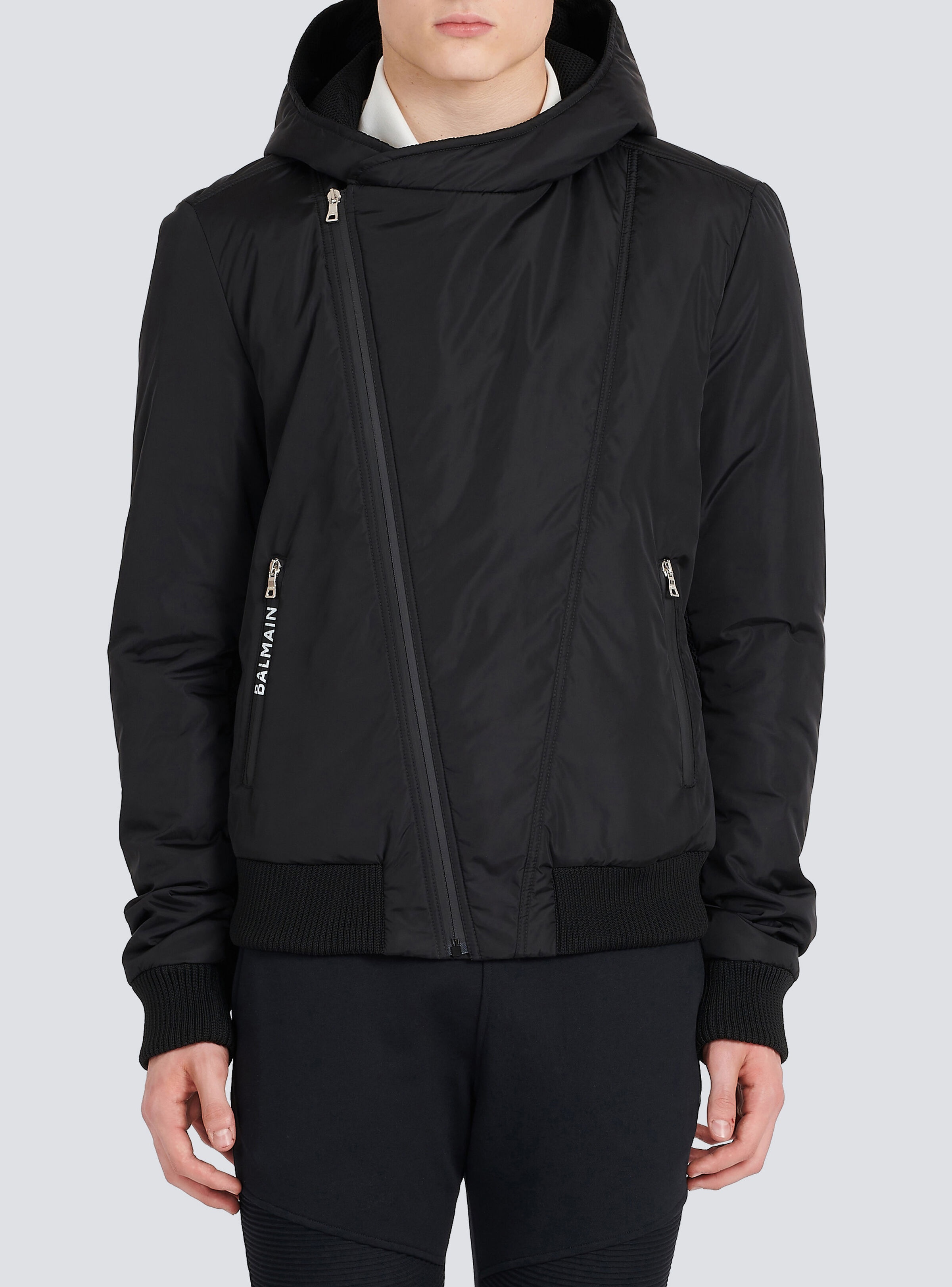 Zipped bomber jacket with nylon hood - 6