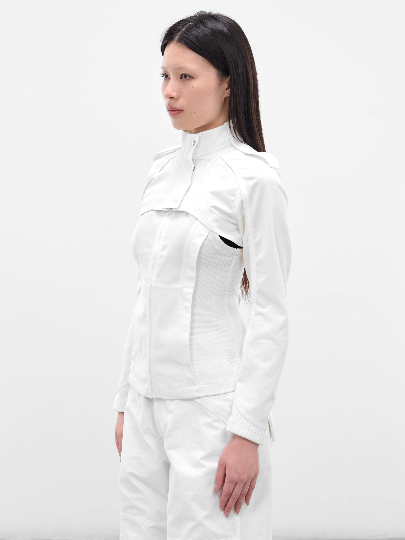 White Double Layered Moto Jacket - 2