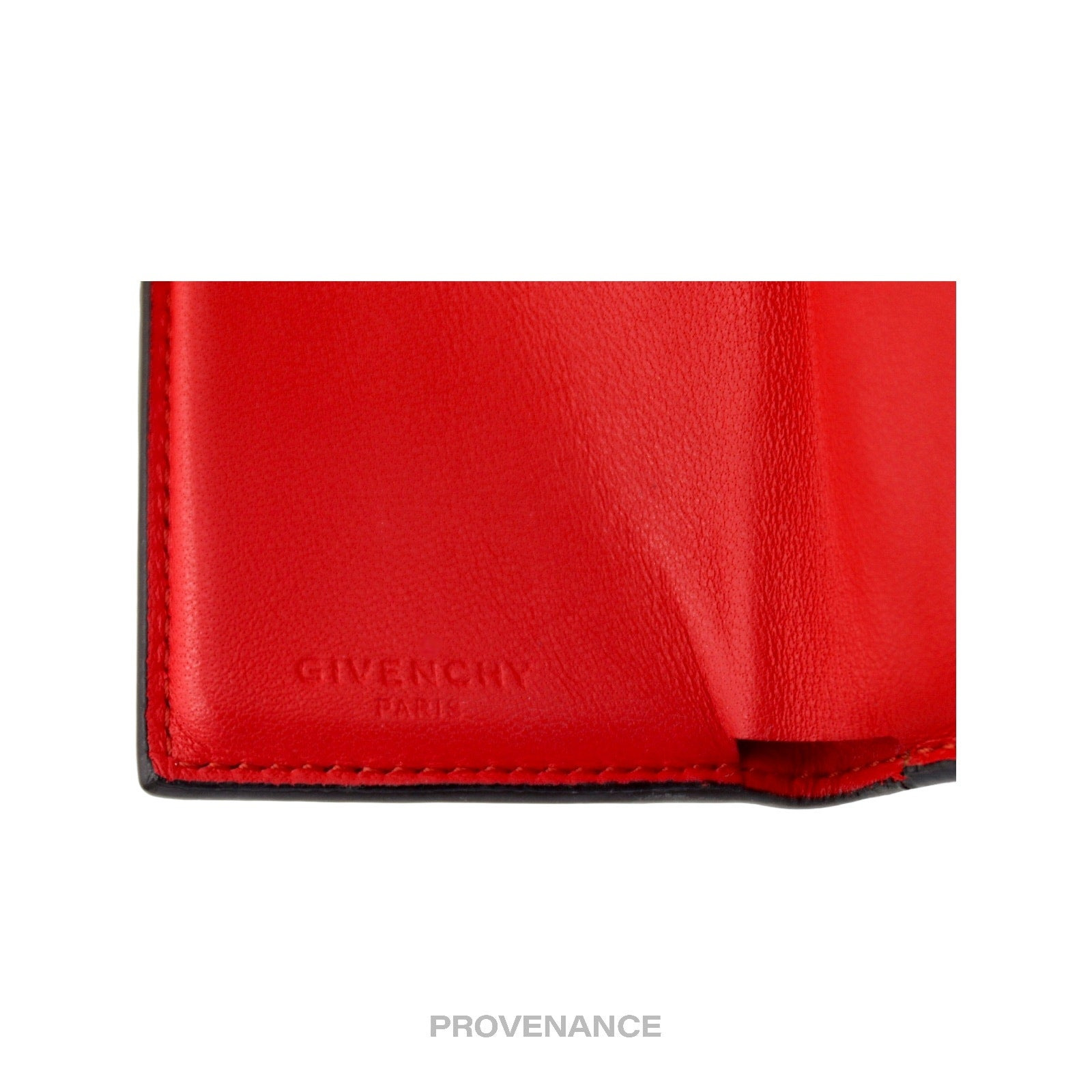 Givenchy Two Tone Trifold Wallet - Burgundy Leather - 6