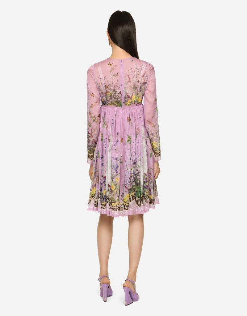 Dolce & Gabbana Silk chiffon midi dress with rabbit print outlook