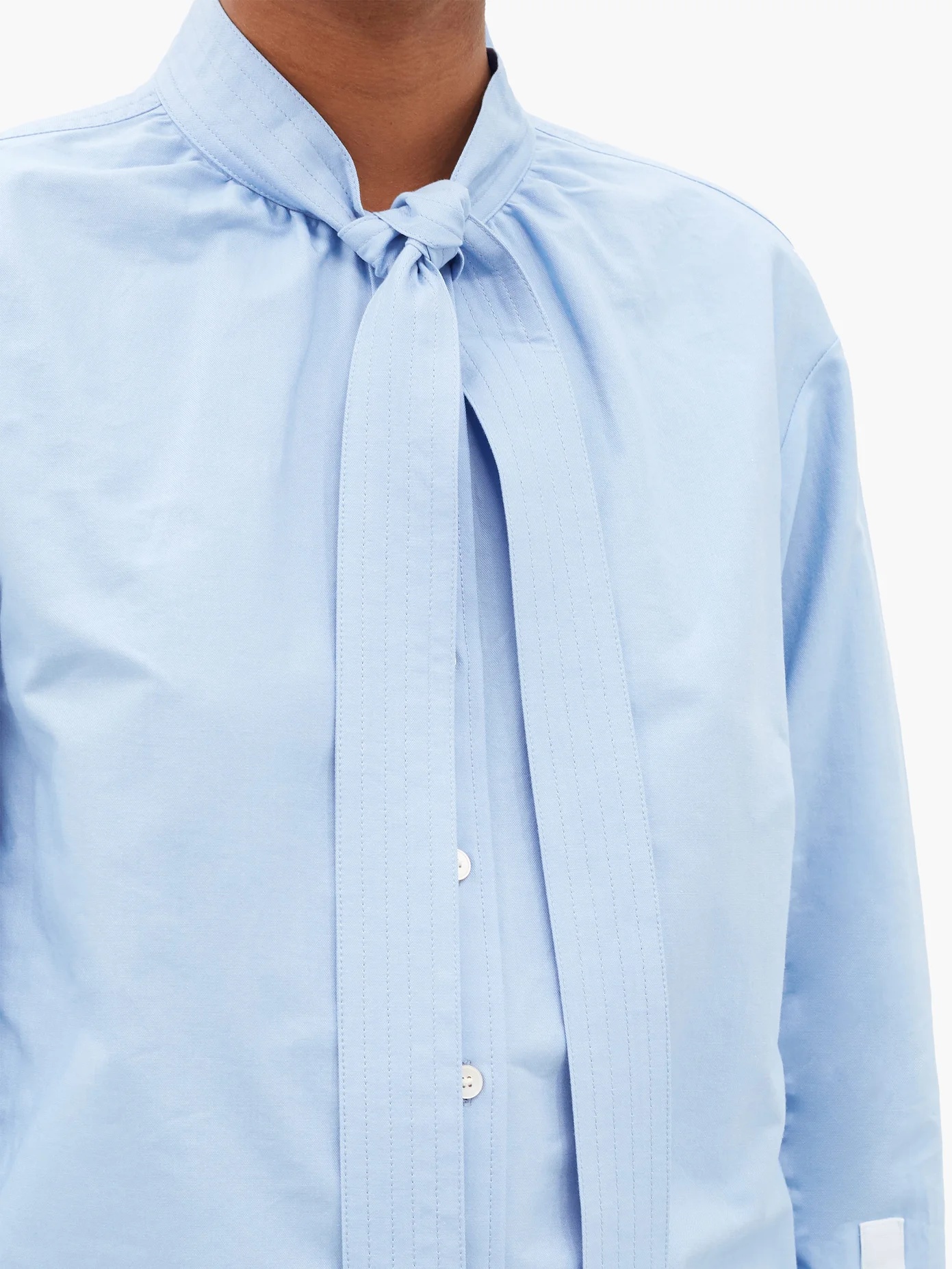 Yolanda tie-collar cotton-poplin shirt - 3