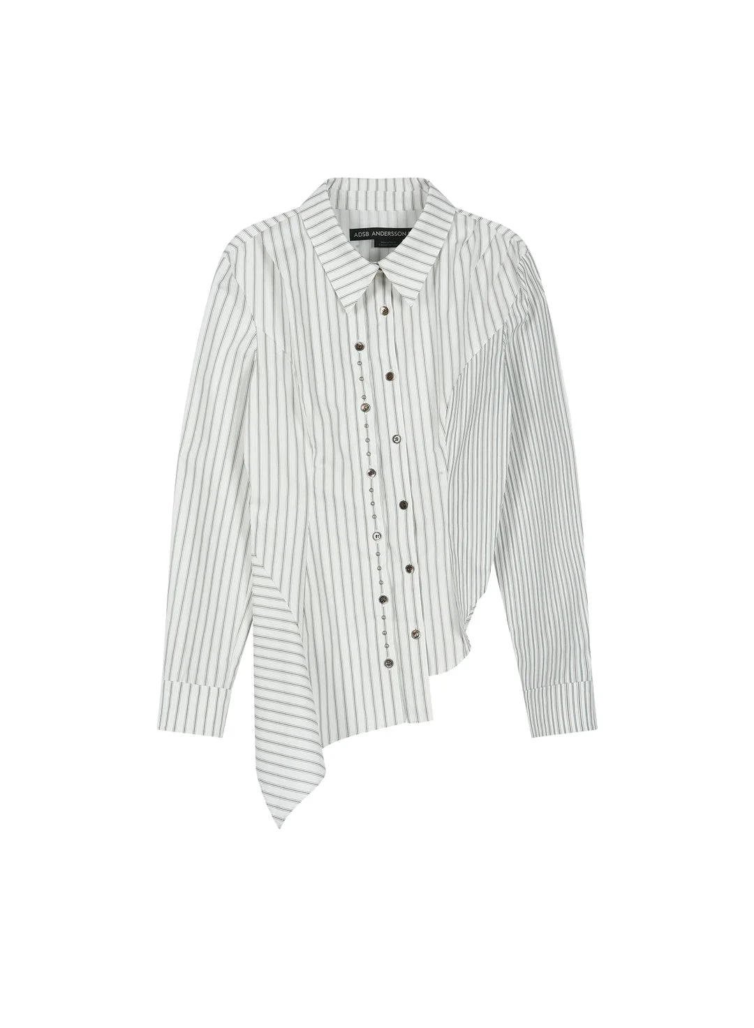 Asymmetric Studded Stripe Shirt - 1