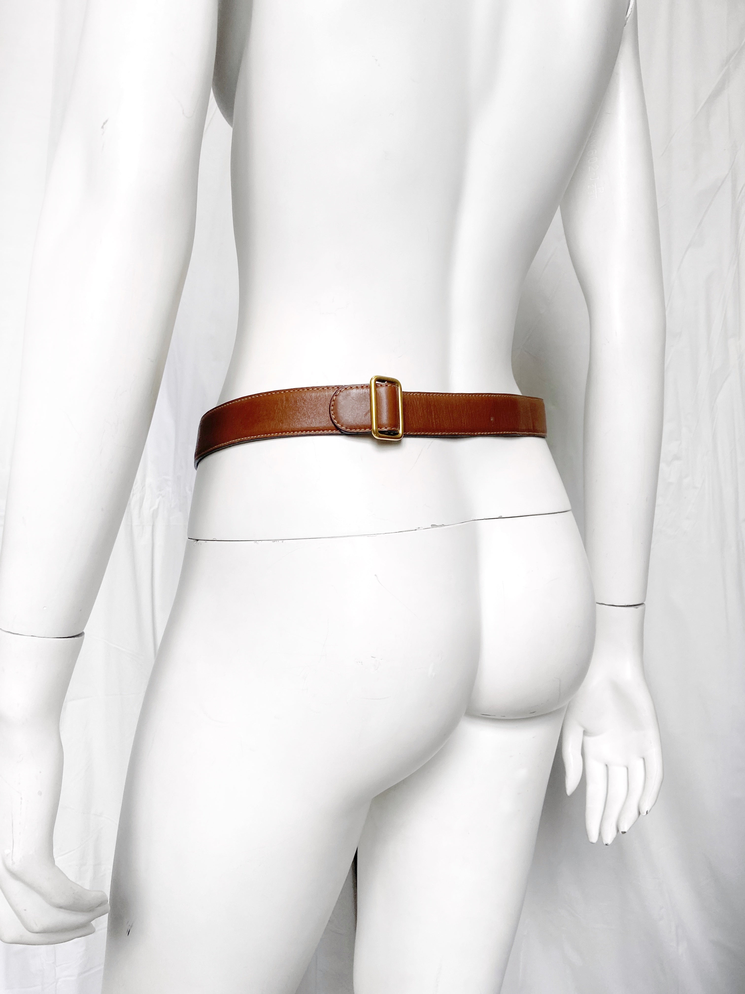 Gucci Fall 1995 Tom Ford Gold Horsebit Brown Leather Belt 30 - 7