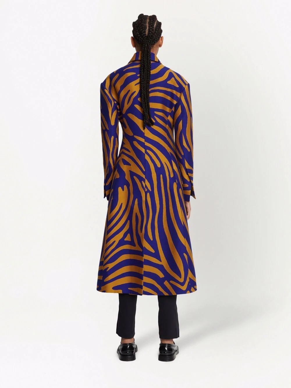 abstract-print double-breasted coat - 3