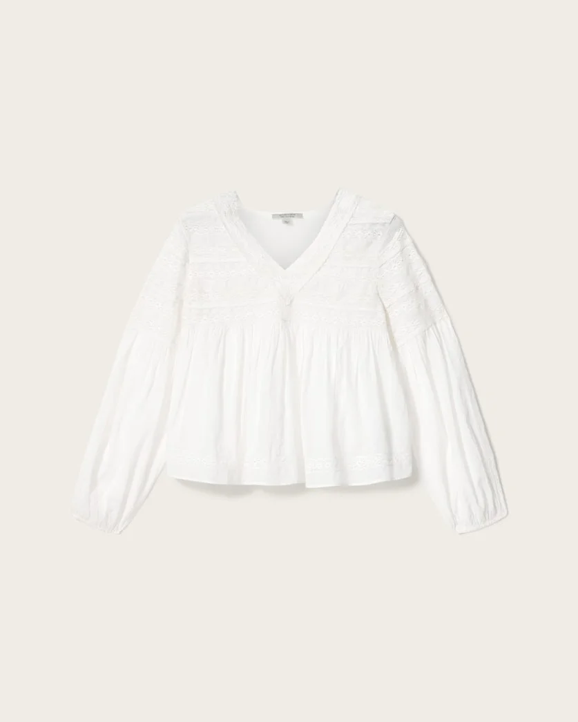 NENEH LONG SLEEVE LACE DETAIL TOP - 1