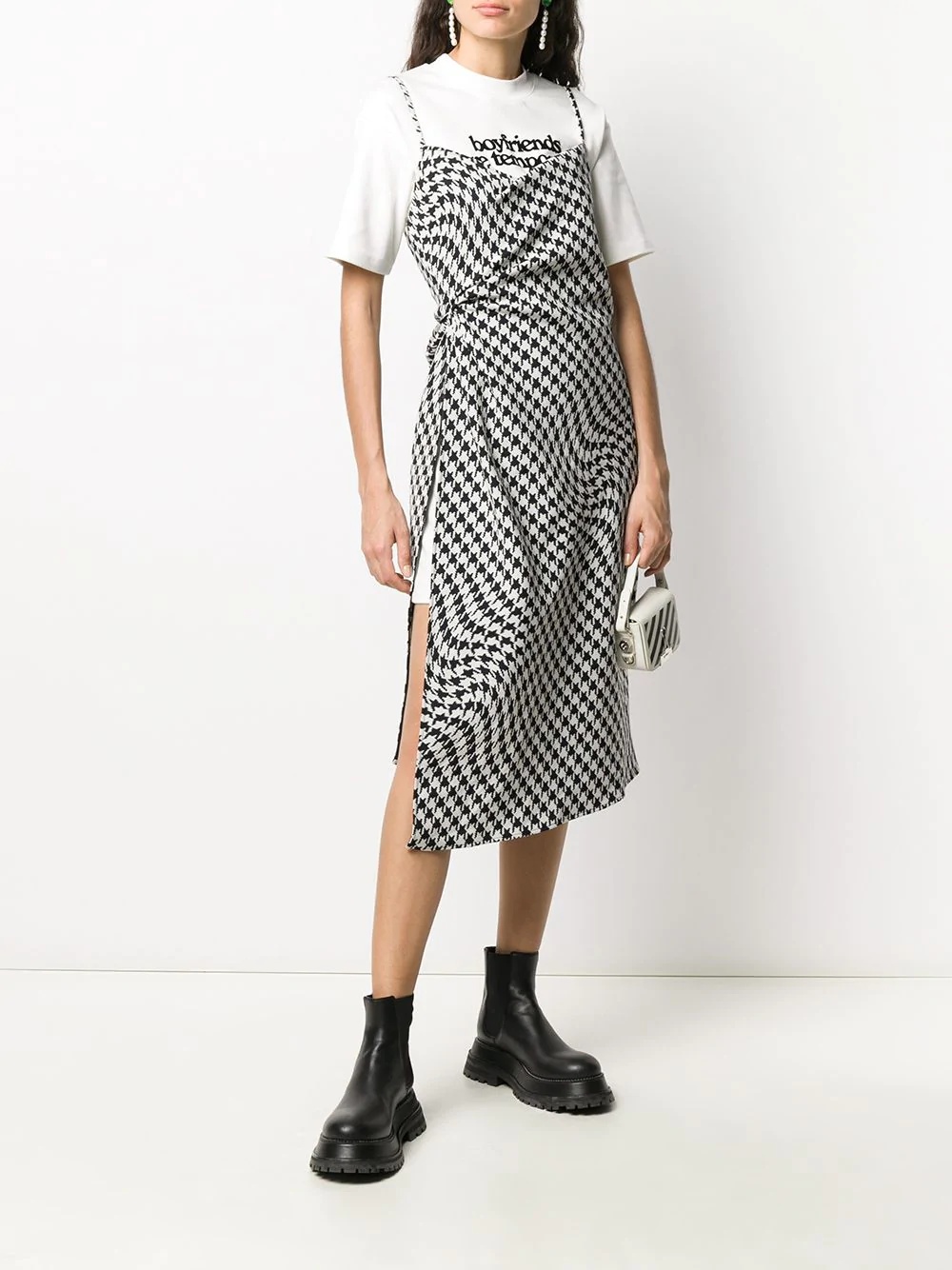 houndstooth layered T-shirt - 2