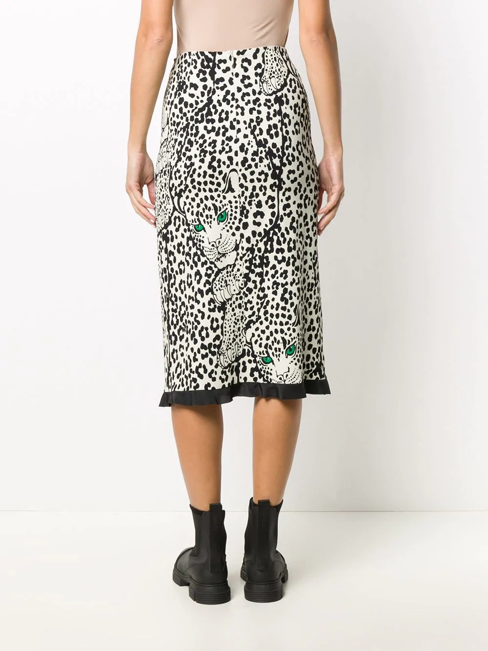 leopard print frilled trim skirt - 4