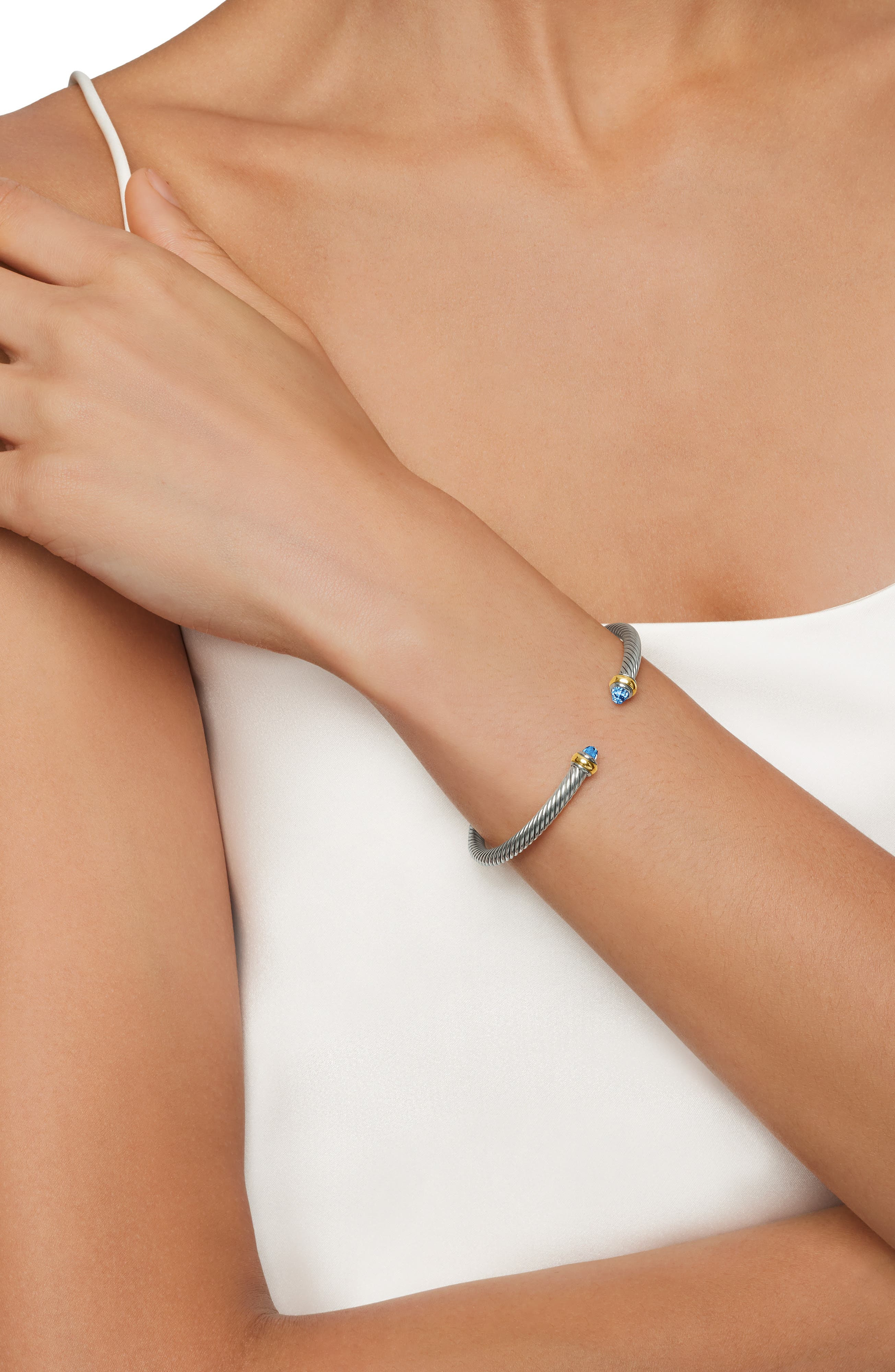 David Yurman Cable Classic Bracelet with 18K Gold & Semiprecious Stones, 4mm in Blue Topaz at Nordst - 6