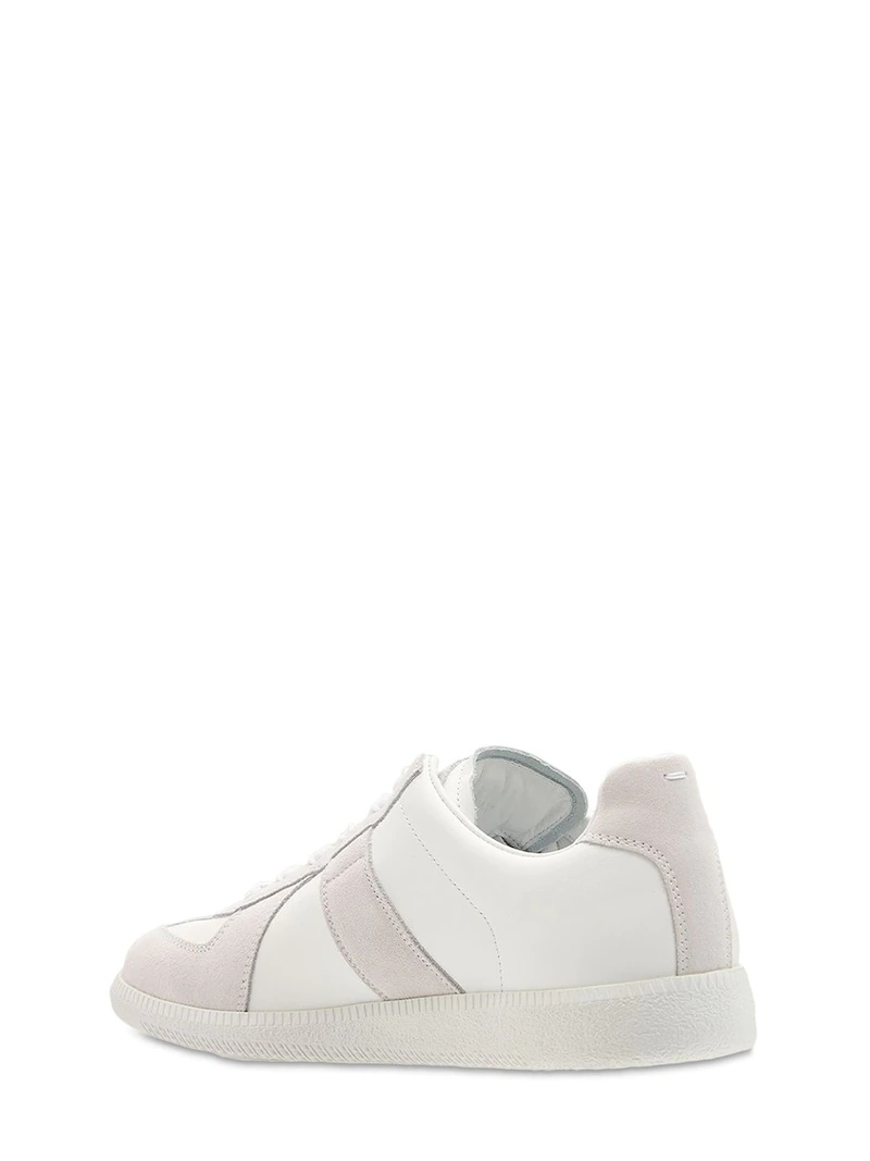 REPLICA LEATHER & SUEDE LOW TOP SNEAKERS - 4