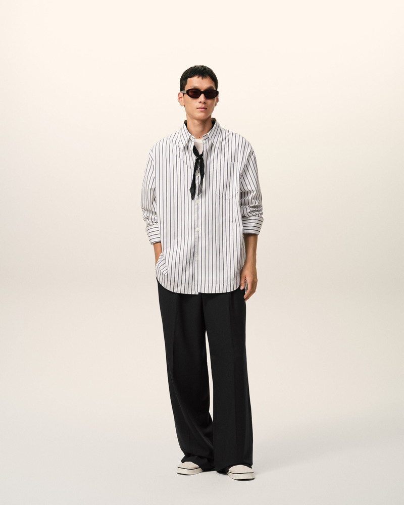AMI Paris BLACK NEW WOOL LOW WAIST WIDE TROUSERS outlook