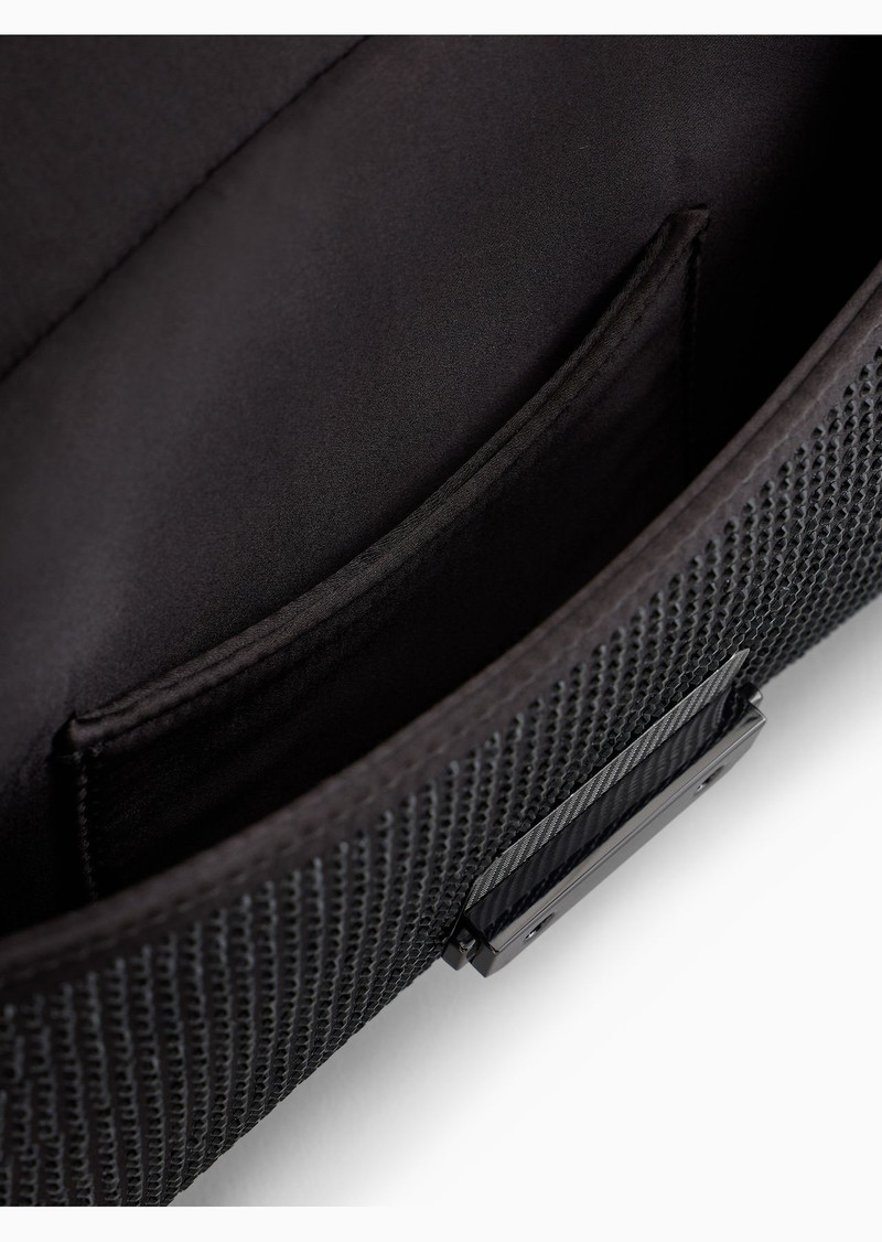 Satin baguette clutch bag with rhinestones and chain strap 4